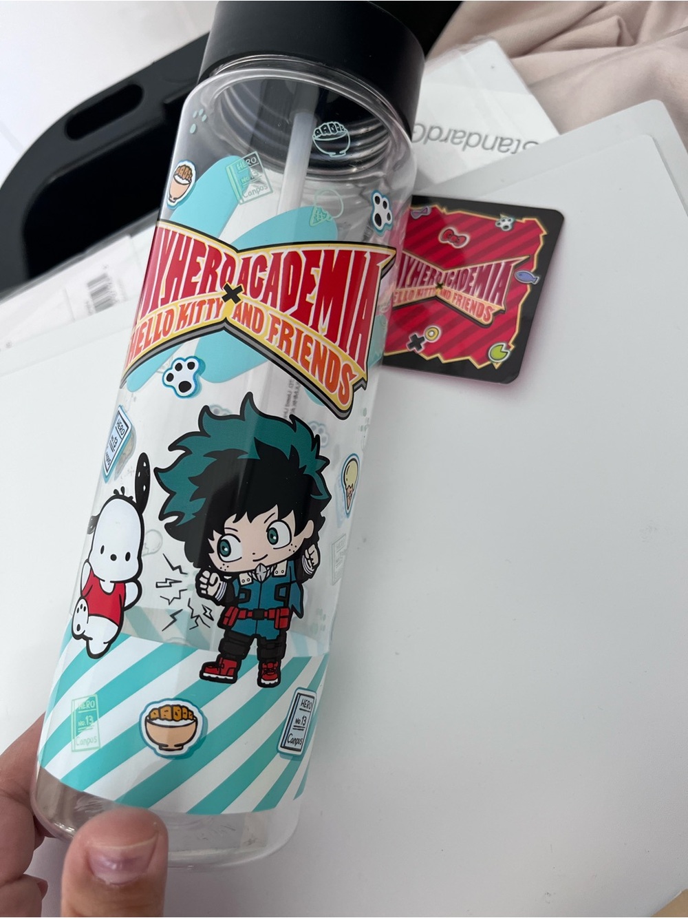 Sanrio Hello Kitty x My Hero Academia Clear Bottle - Teal, Red & Black